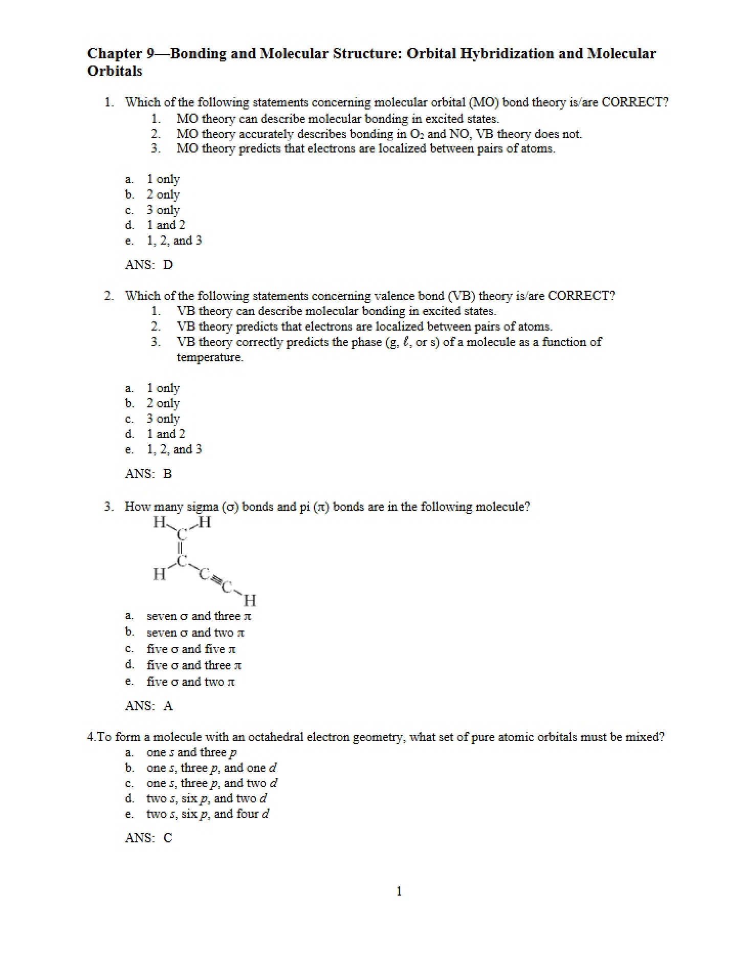 Molecular Structure and Bonding (Chapter 9)