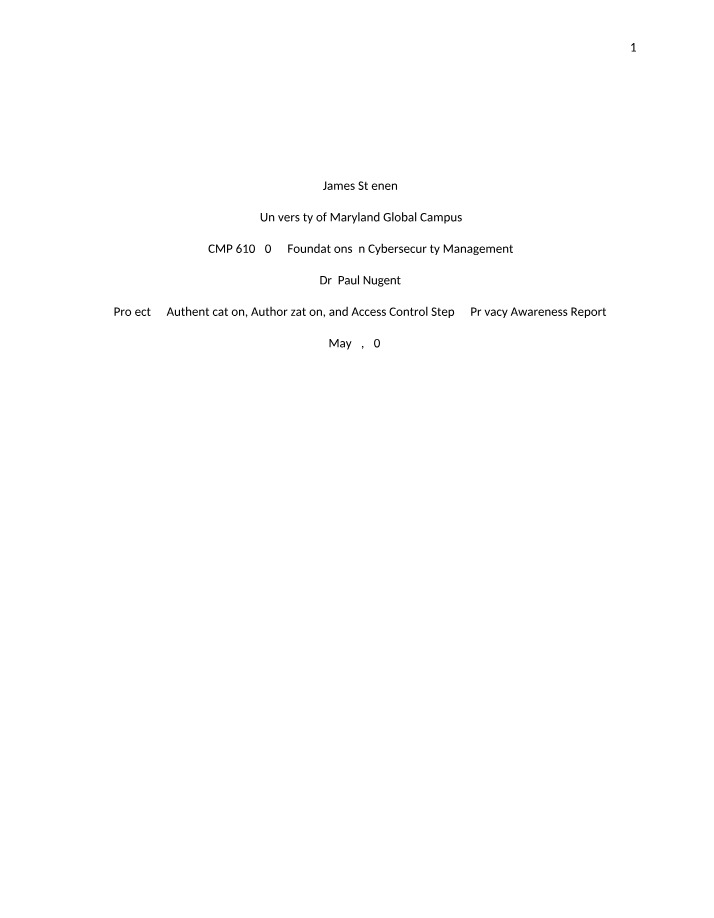 Step 5 Privacy Report for CMP 610 Project 2
