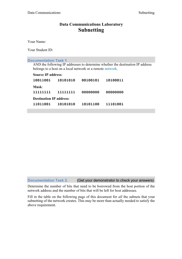 Subnetting Guide for Data Communications