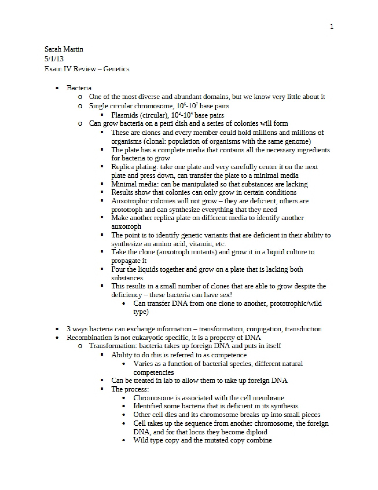Genetics Exam II Review