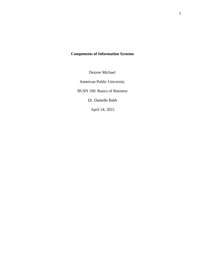 Information Systems Key Components