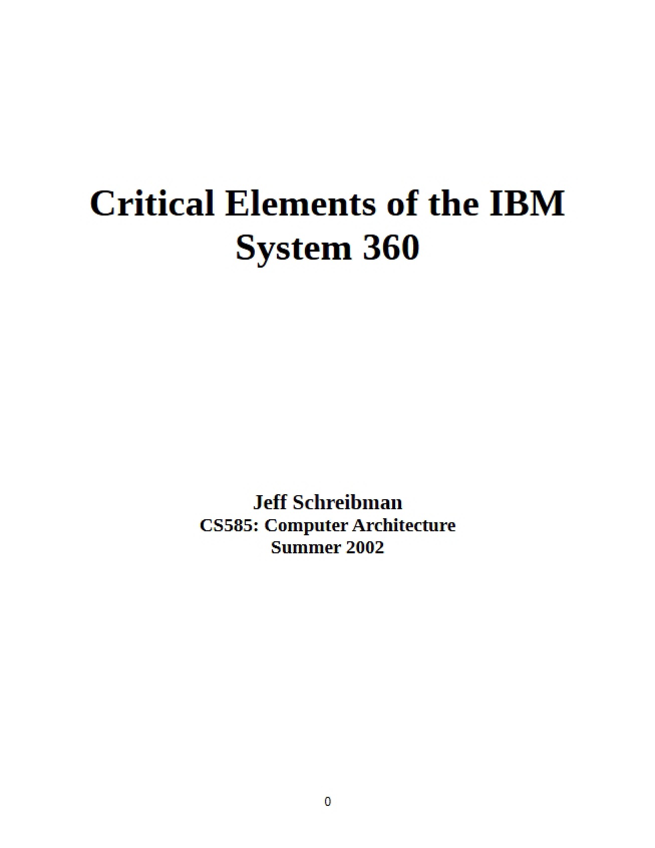 Overview of the IBM System 360 by Jeff Schreibman