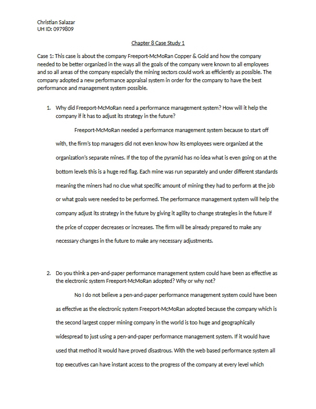 Ch 8 Case Study 1