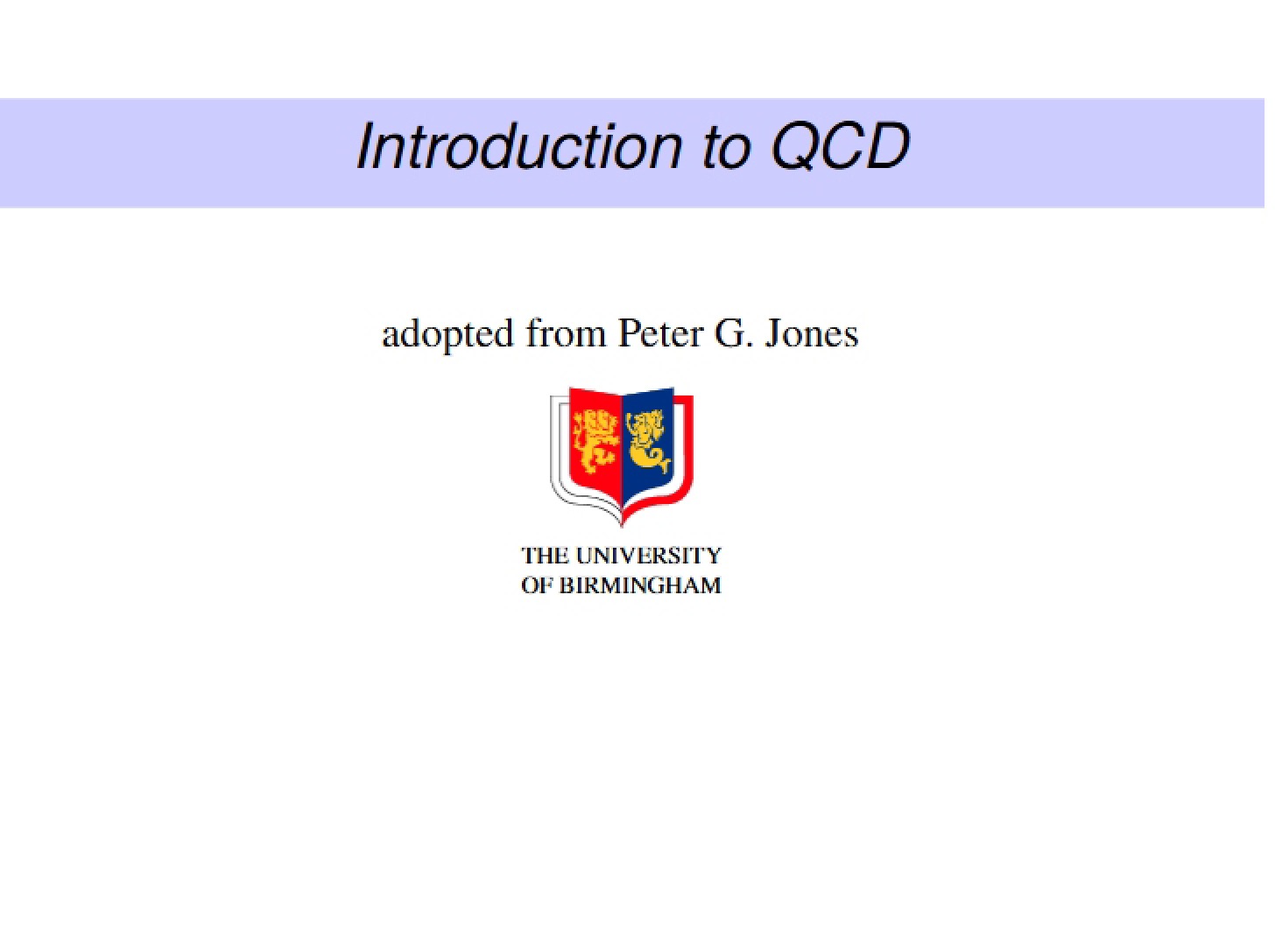 Lecture on Quantum Chromodynamics (QCD)