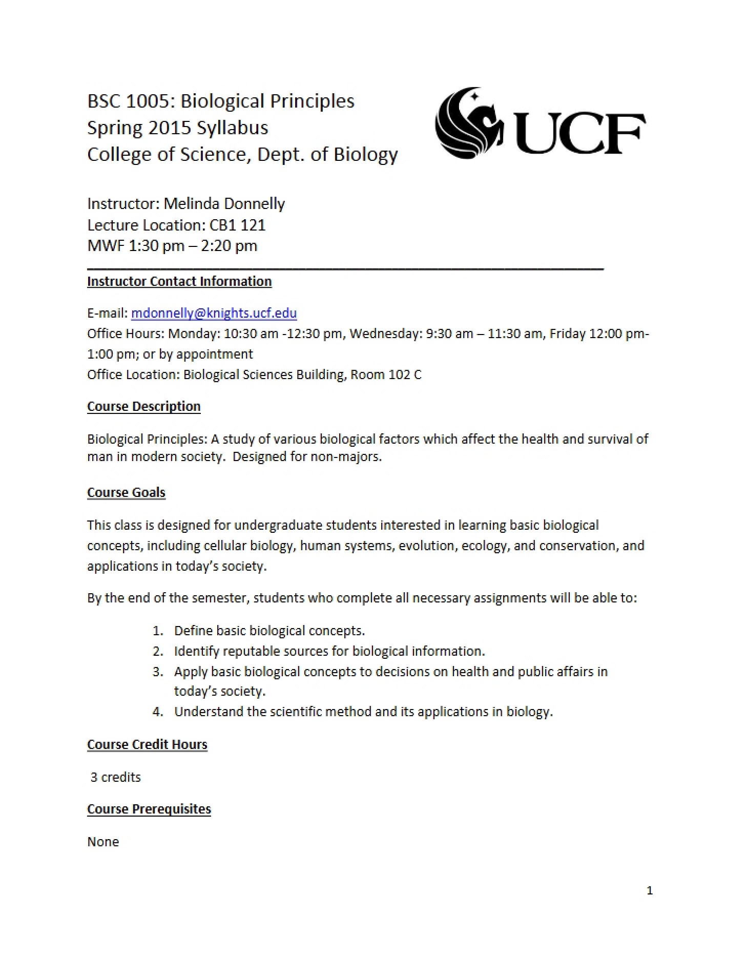 Spring 2015 Syllabus (BSC 1005)