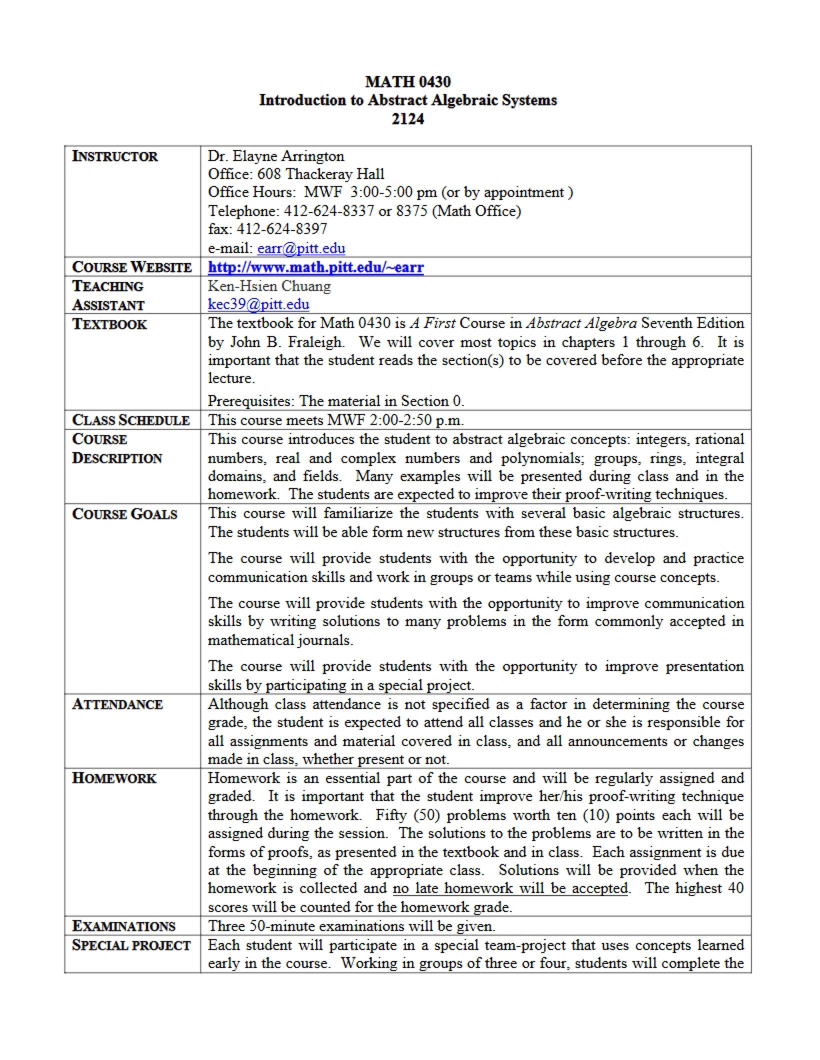 MATH 0430 Syllabus