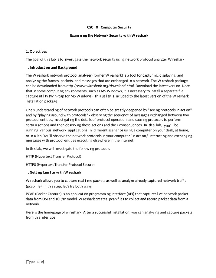 Wireshark Network Security Examination