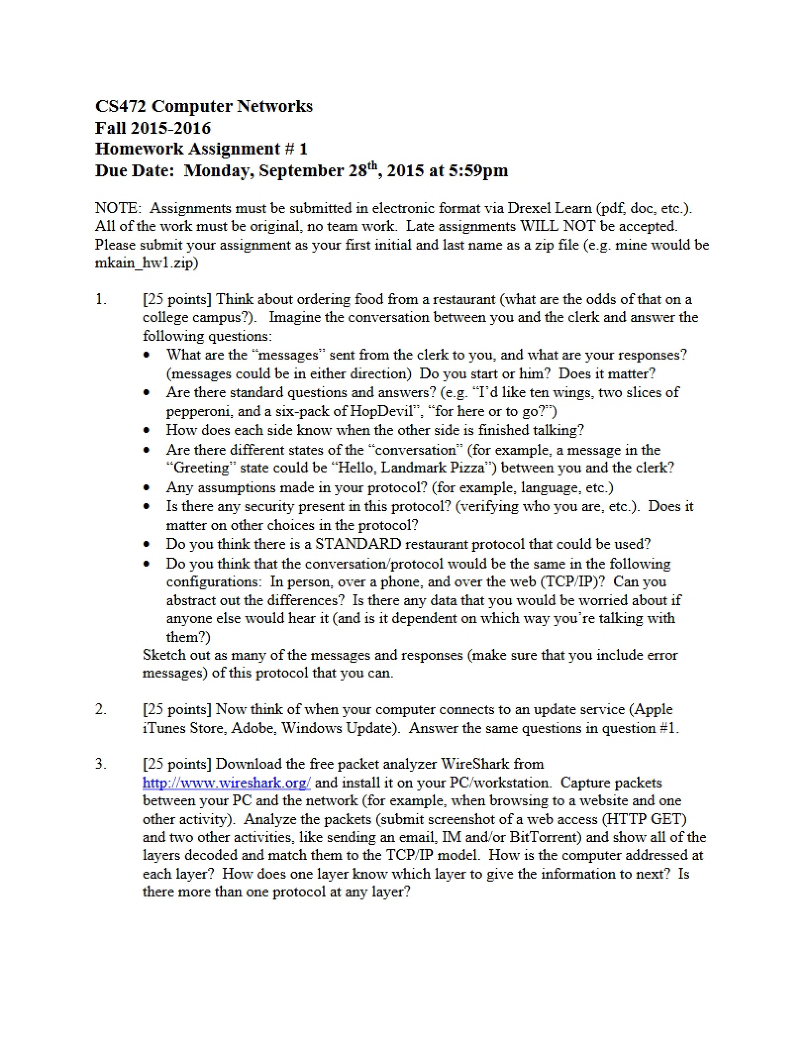 Homework One - Networks