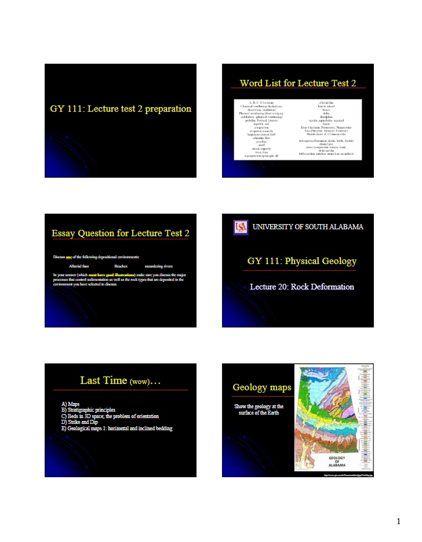 Preparation for Lecture Test 2 GY 111