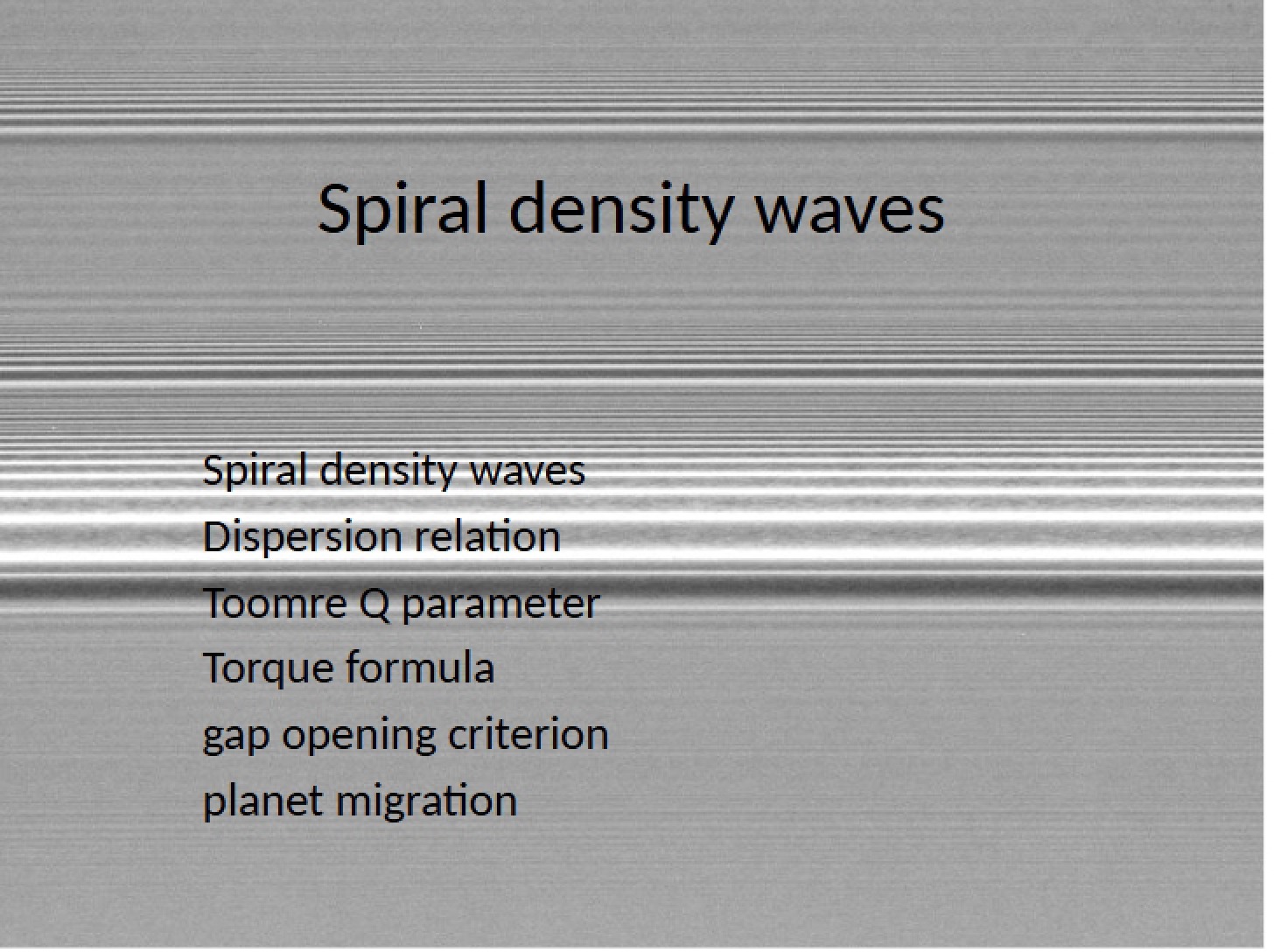 Spiral Density Waves Notes