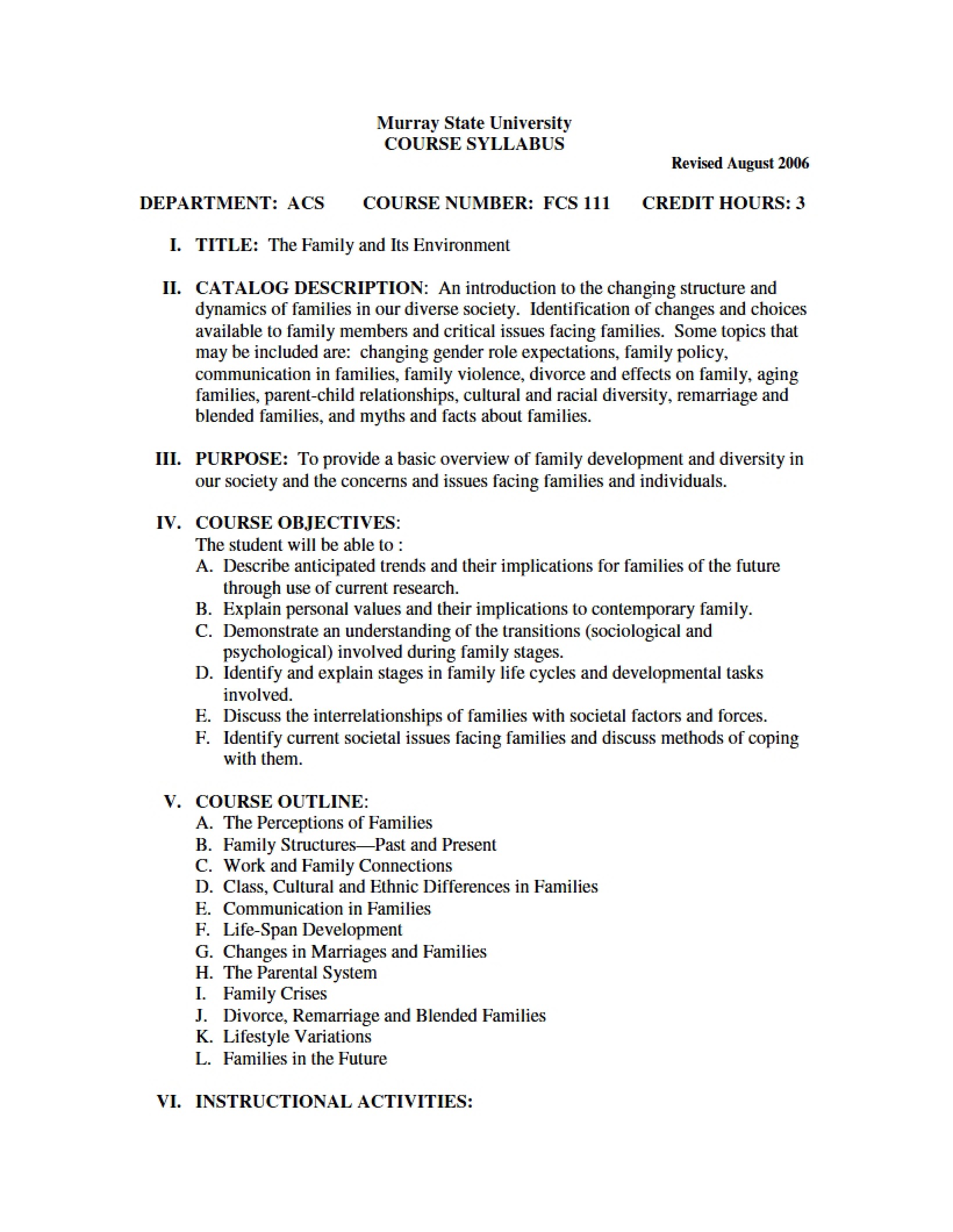 Syllabus - 3 Pages