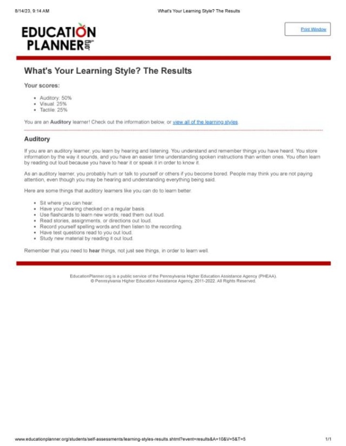 Learning Style Results