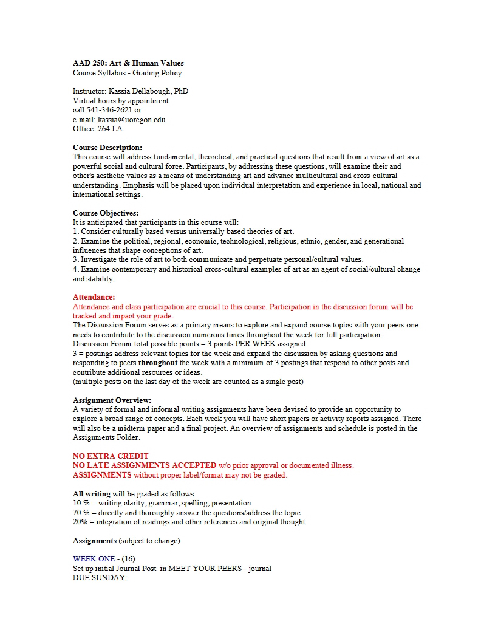 Course Syllabus AAD 250