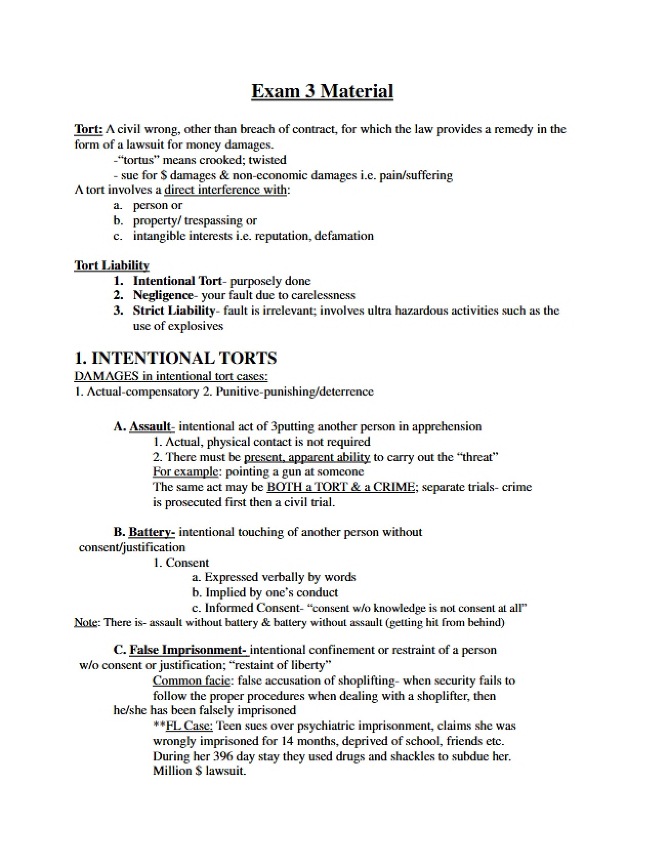 Content for Third Exam - Part One