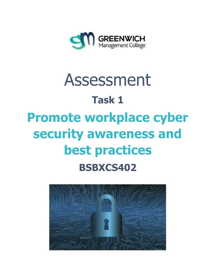 Promoting Cybersecurity Awareness and Best Practices in the Workplace - Task 1