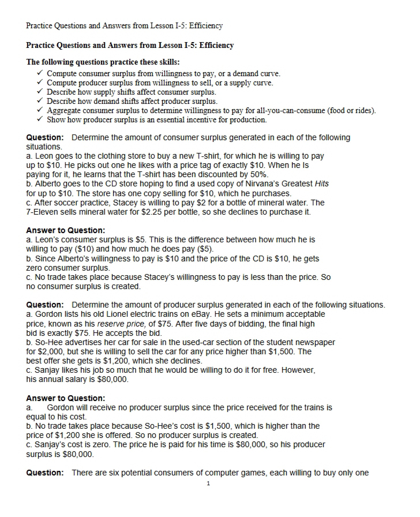 Q&A for Lesson I-5 Practice
