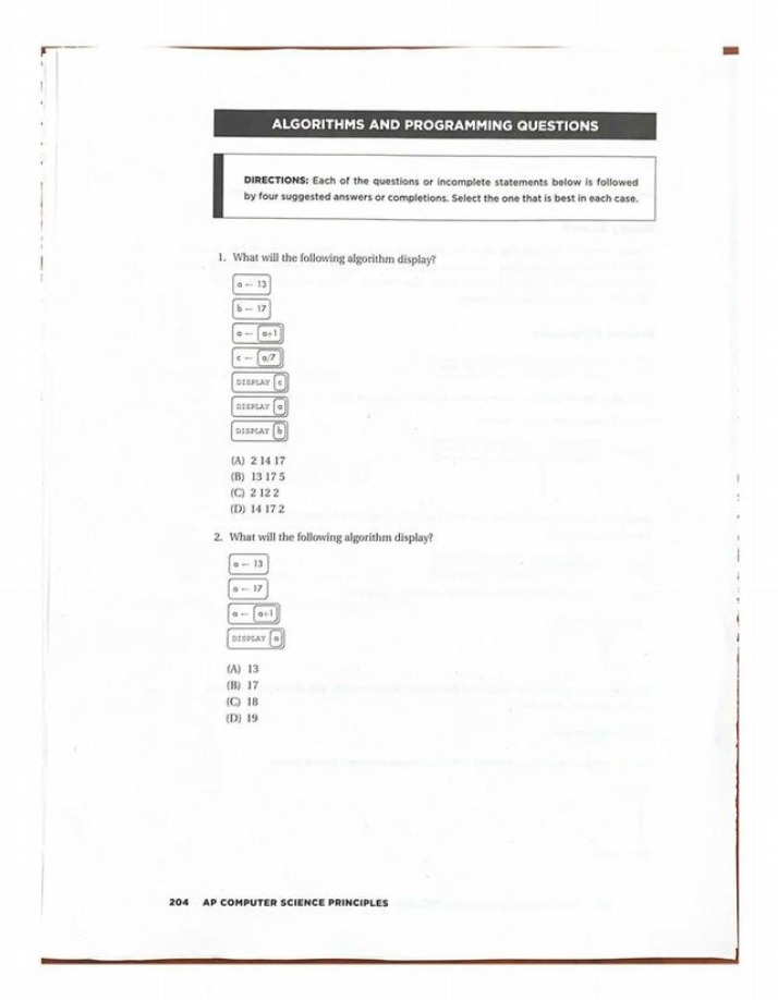 Algorithms and Programming - Practice Questions