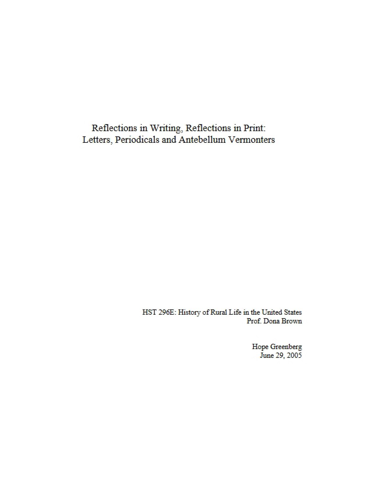 Print and Writing Reflections
