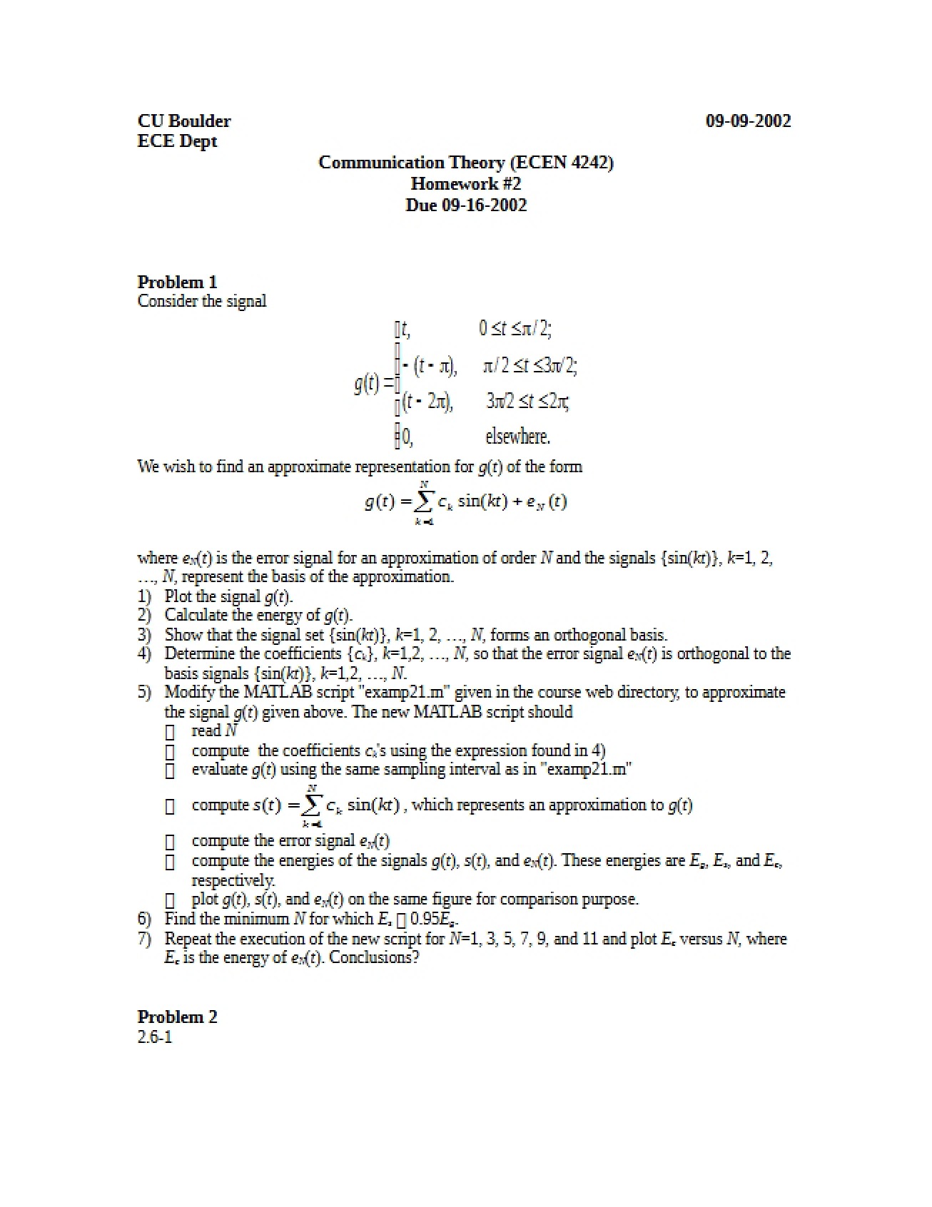 Second Homework for Communication Theory
