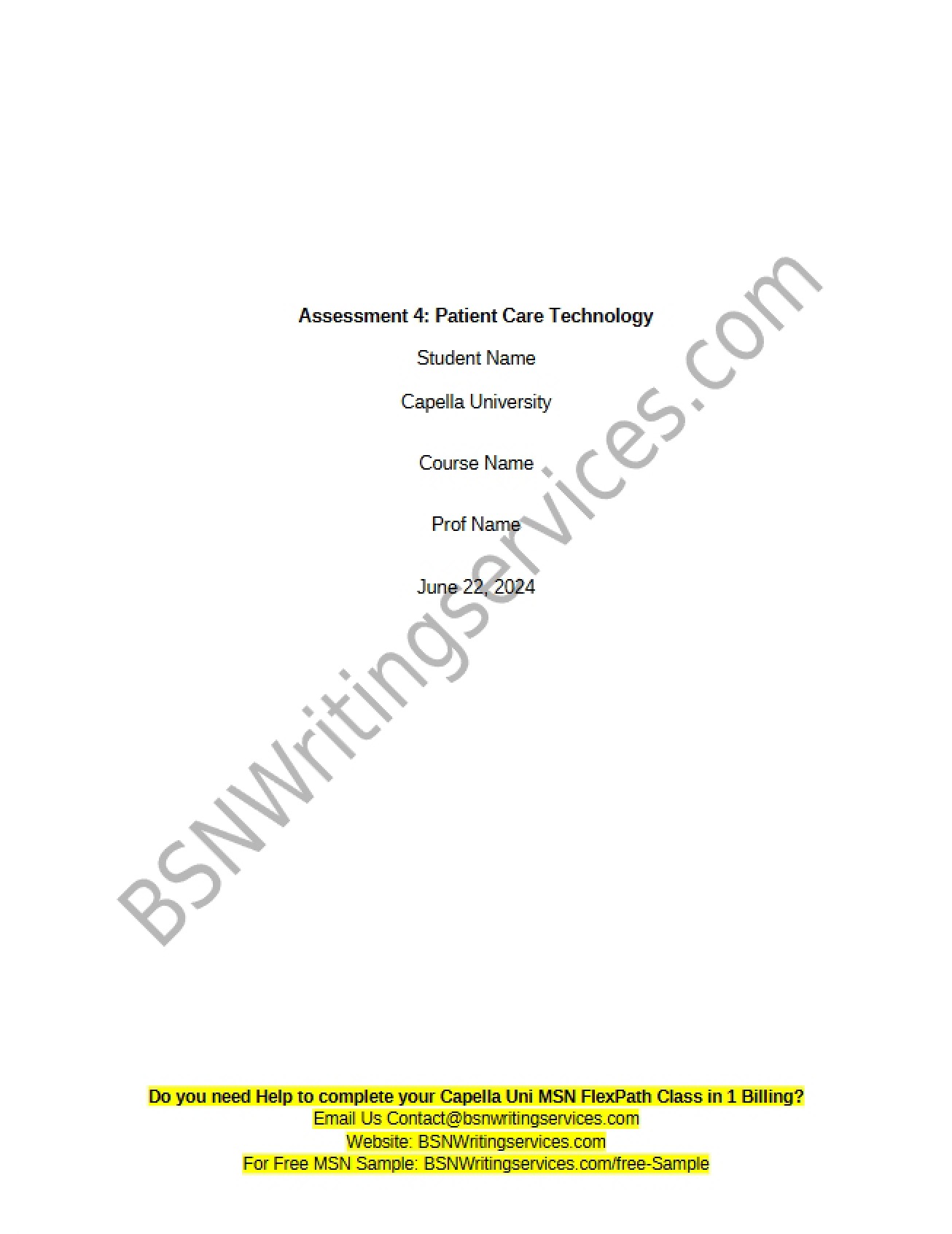 Technology for Patient Care (Assessment 4)