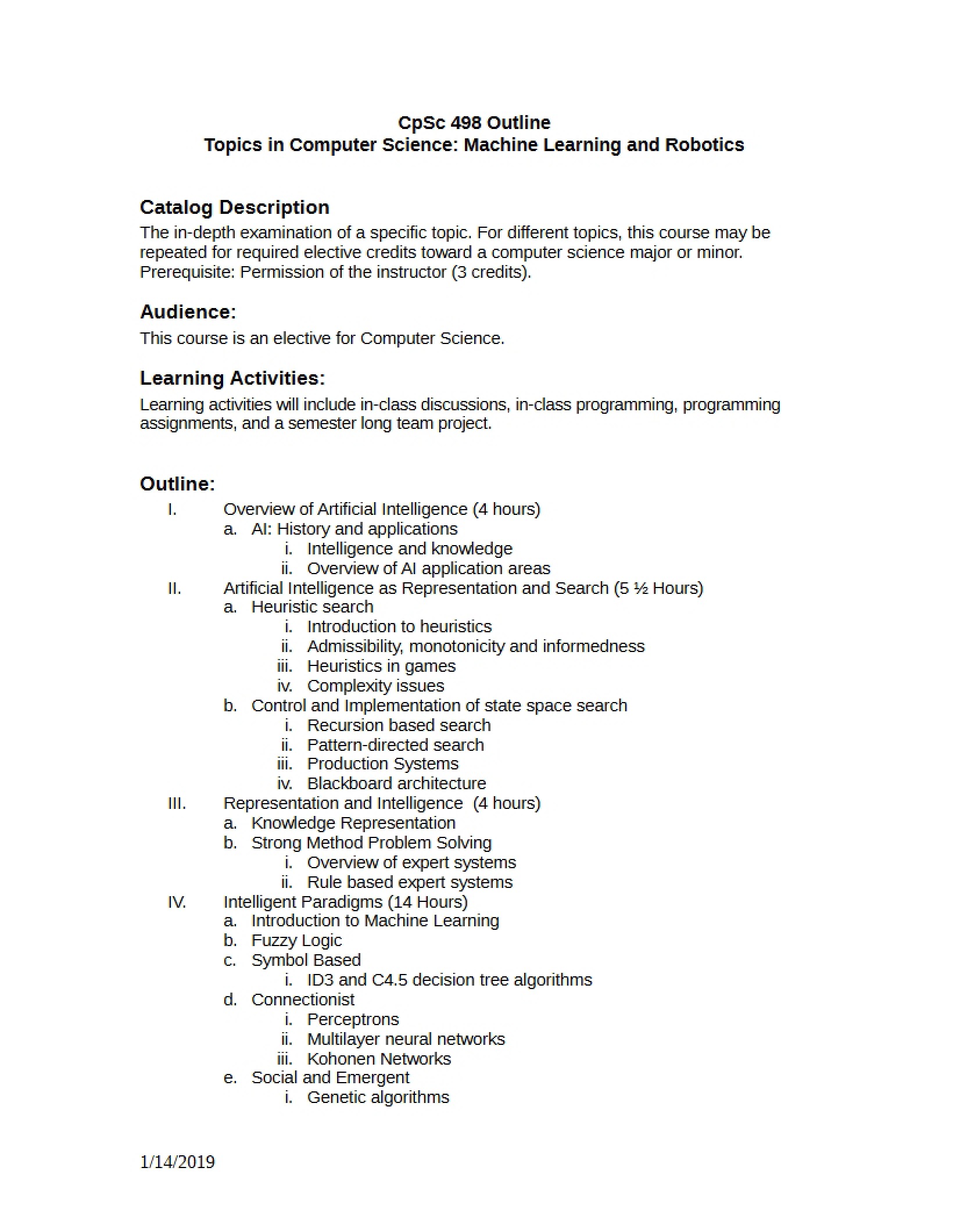 CPSC 498 Course Guide