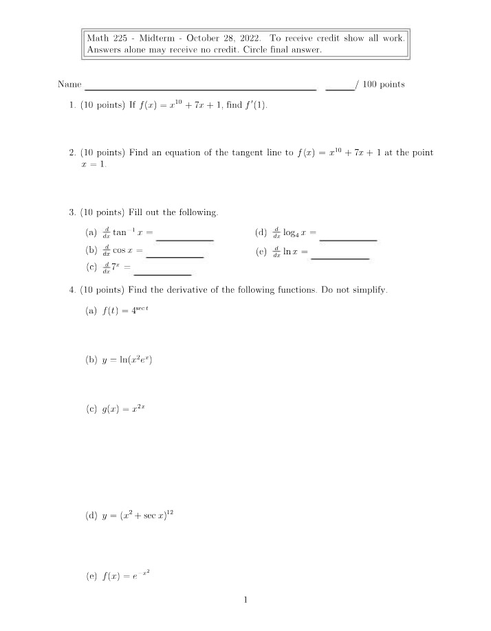 MATH250A - Midterm 1