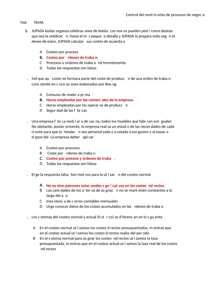 Test TEMA 2 - Control del Rendimiento de Procesos de Negocio