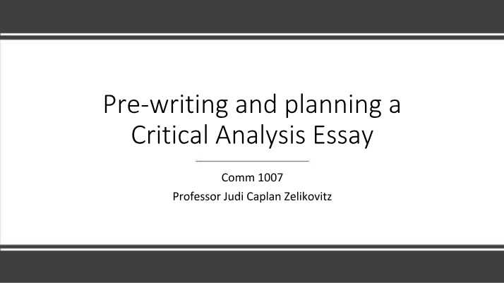 Planning Guide for Critical Analysis Essays