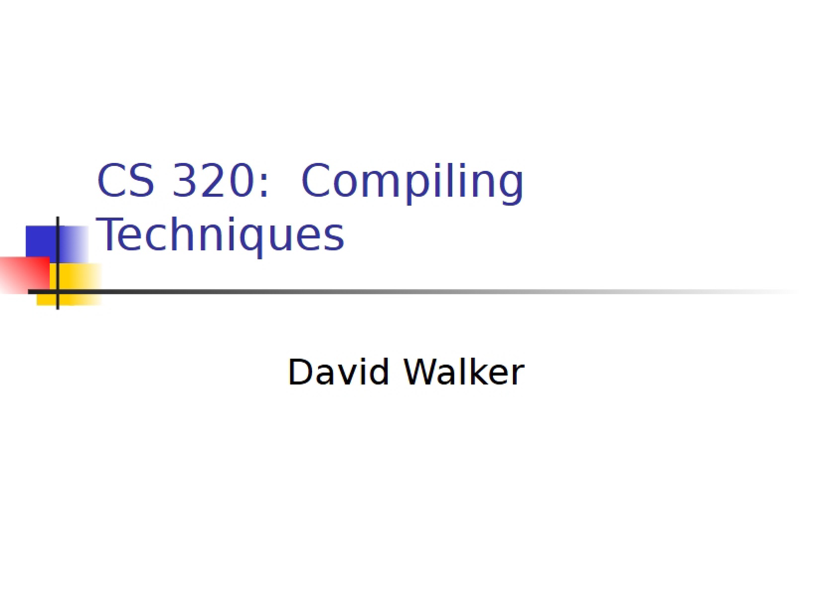 Compiling Techniques Introduction