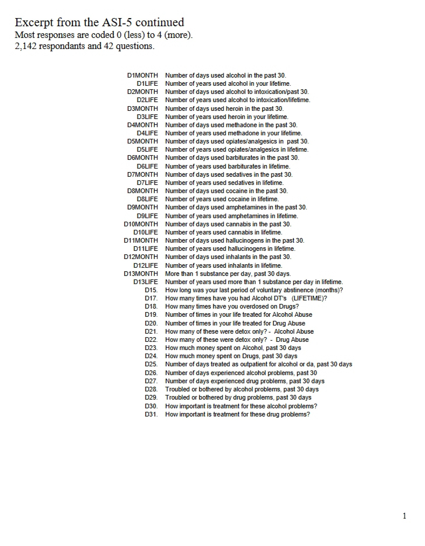 ASI-5 Excerpt Document