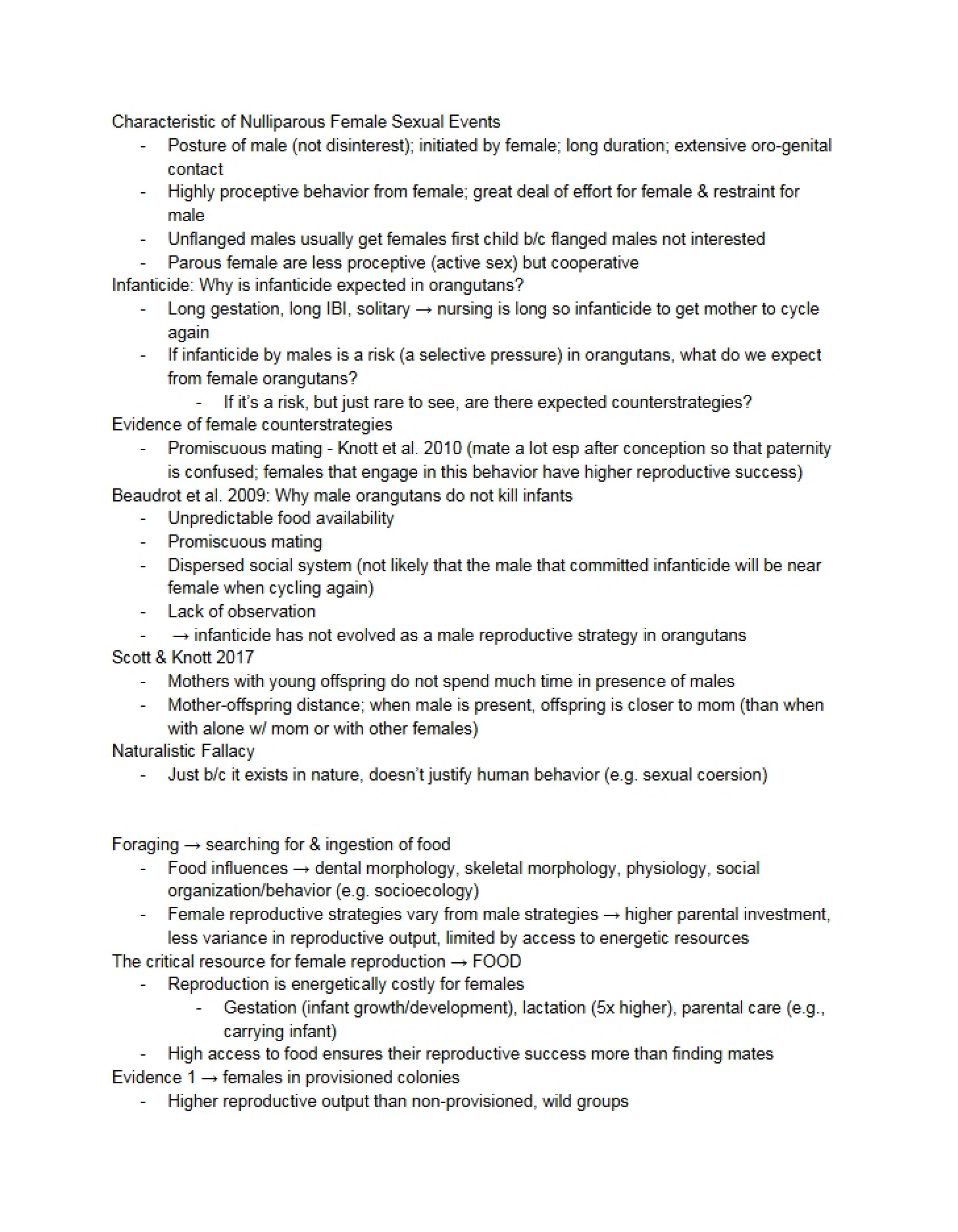 Sexual Events in Nulliparous Females