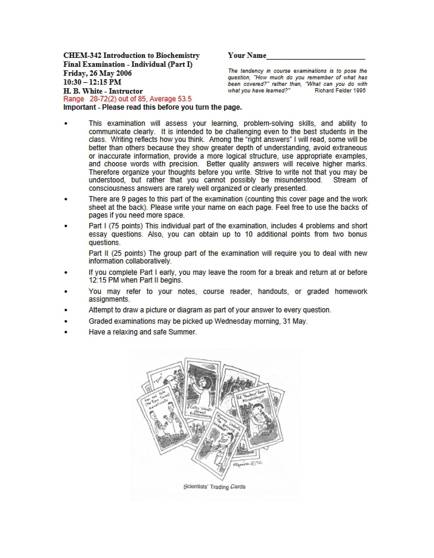 Individual Final Examination (Part I)