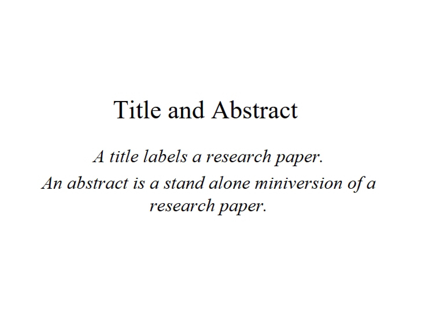 Abstract and Title Formulation
