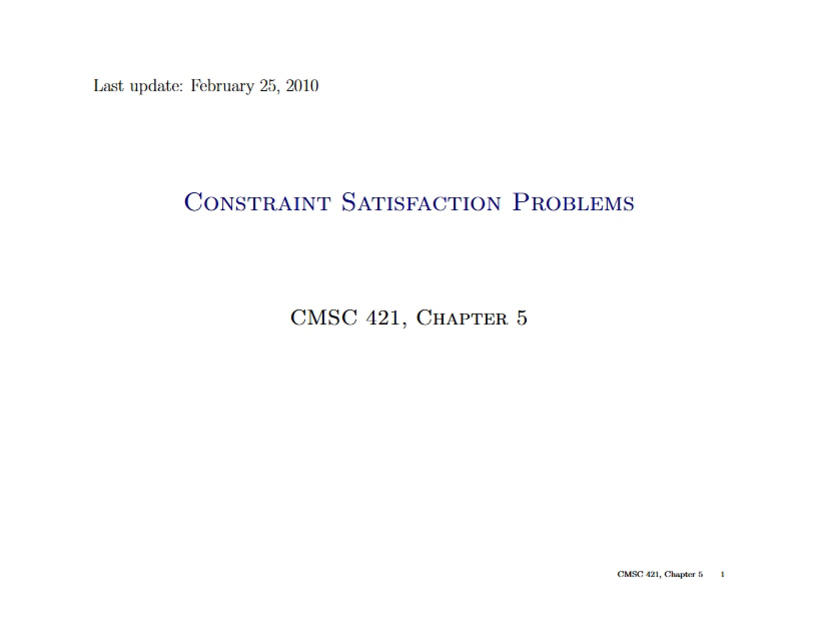 Constraint Satisfaction Problem Modeling