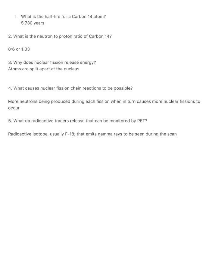 Carbon 14 Half-Life, Neutron-Proton Ratio, and Nuclear Fission