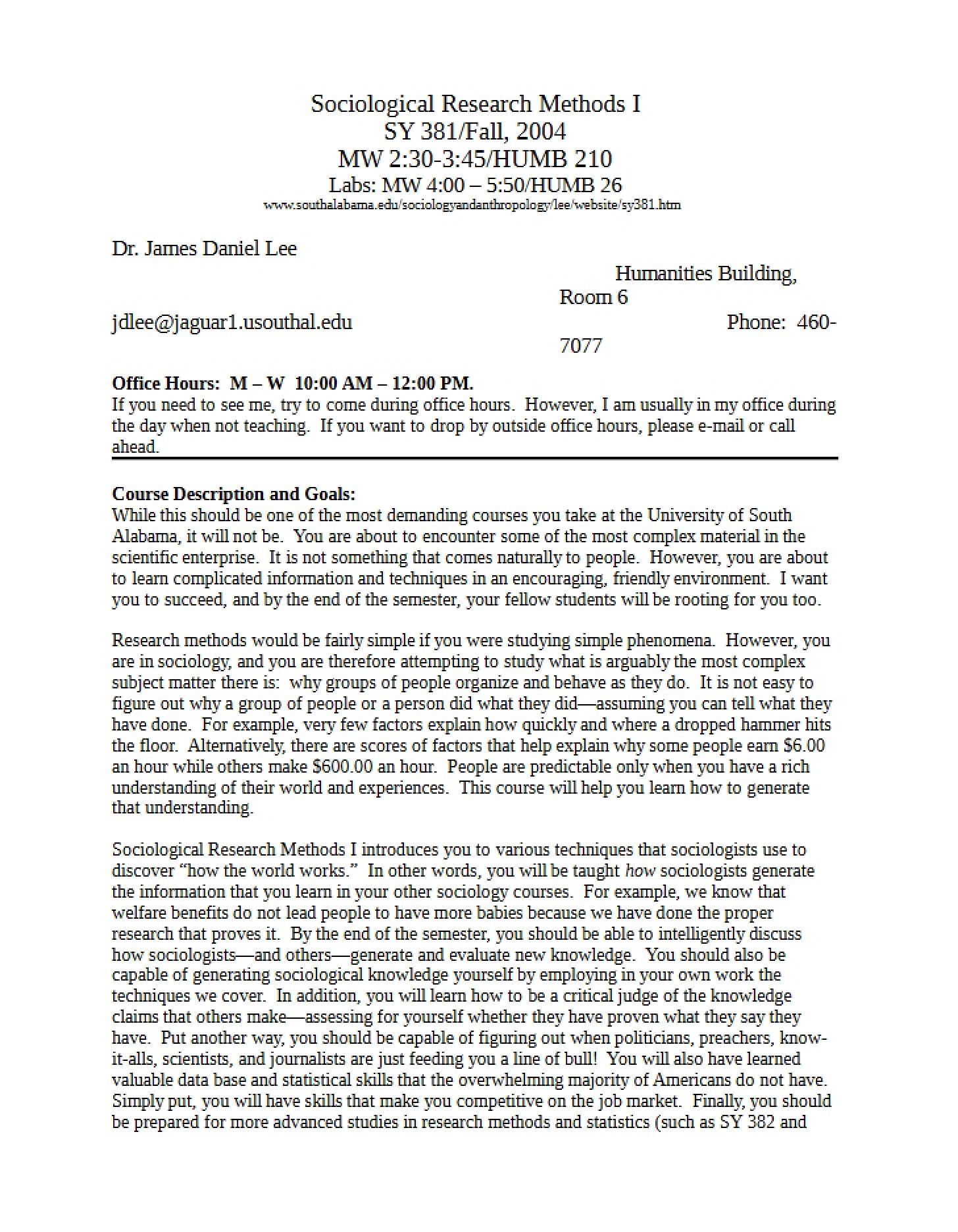 Syllabus for SY 381
