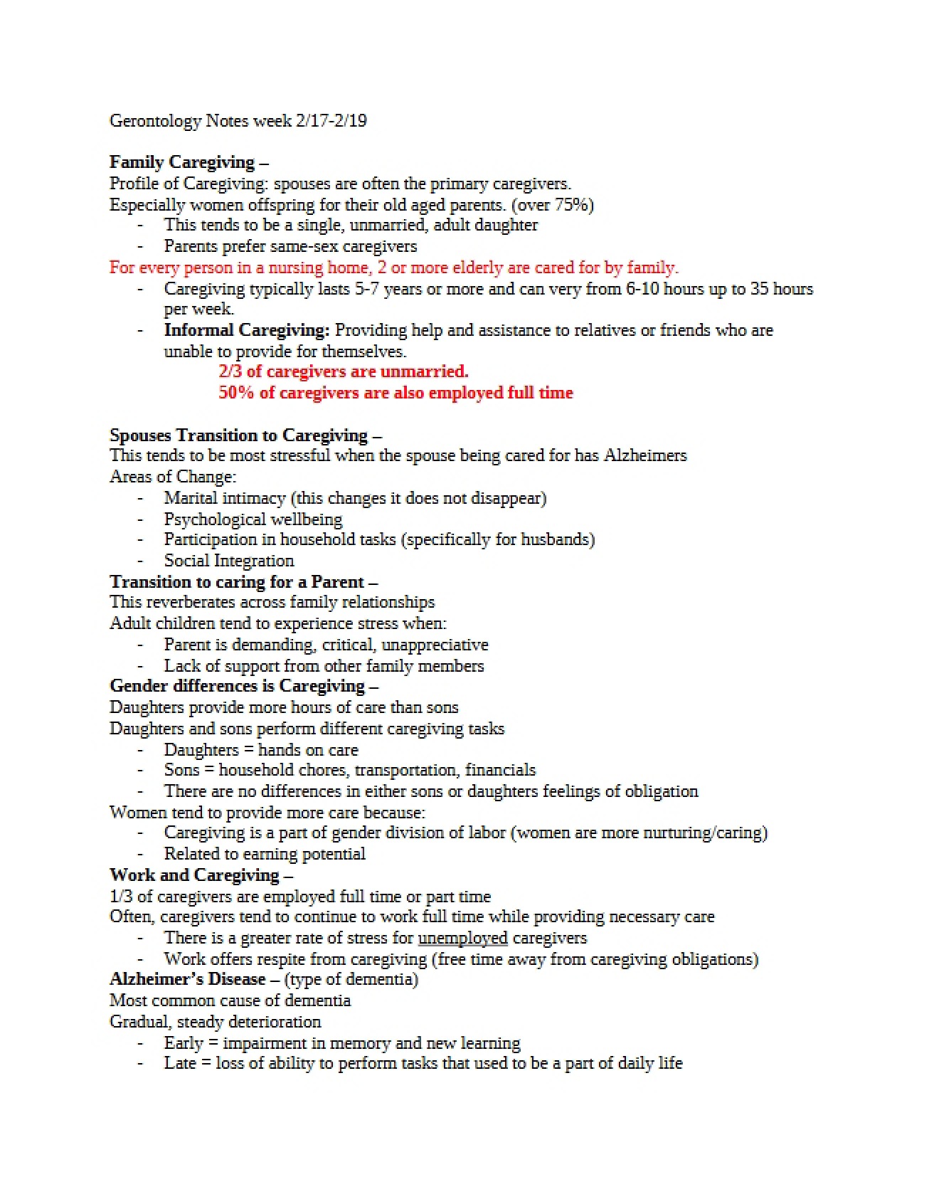Aging Course Notes