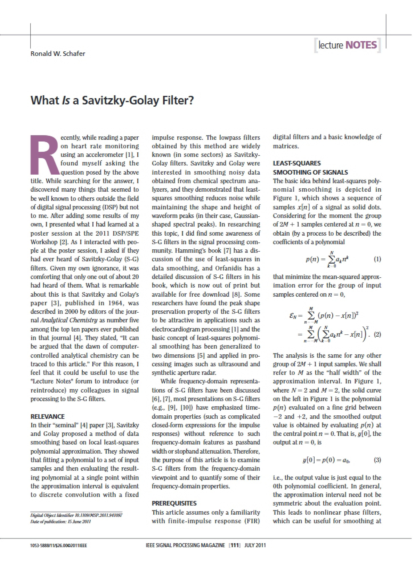 Savitzky-Golay Filter Explained