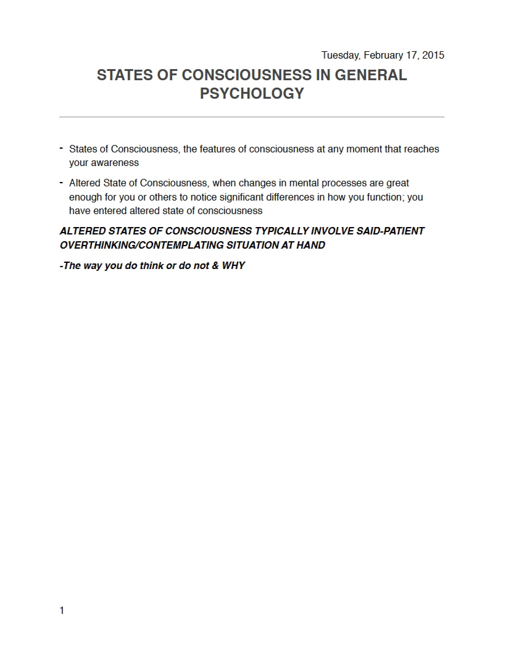 Consciousness States