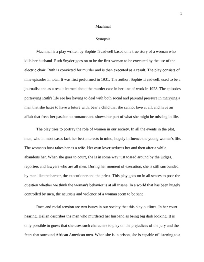 Machinal - A Play on Murder, Oppression, and Gender