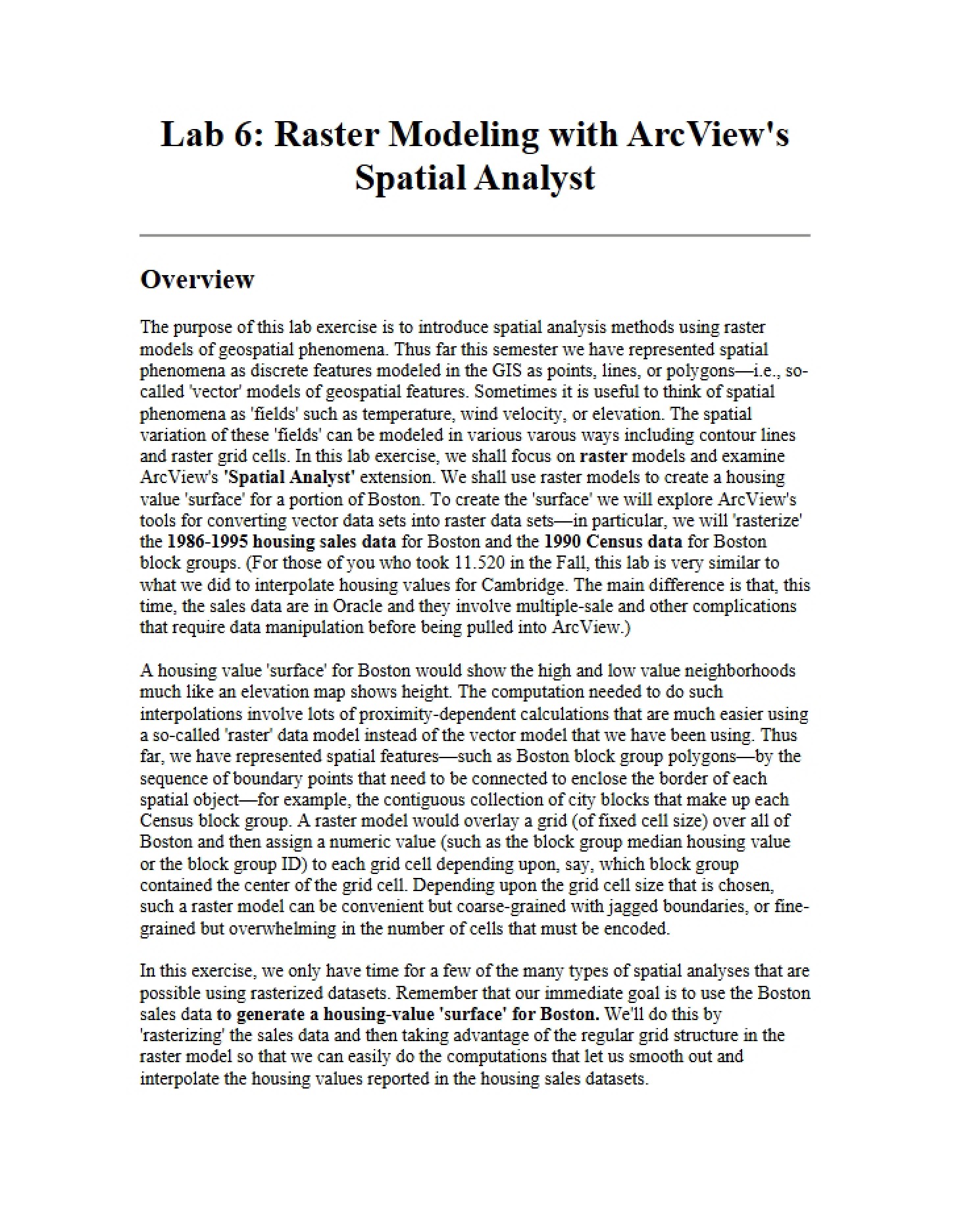 Raster Modeling via ArcView Spatial Analyst