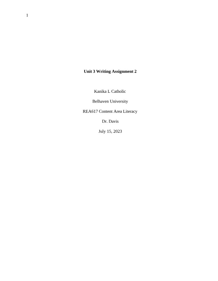 Writing Assignment 2 - Unit 3