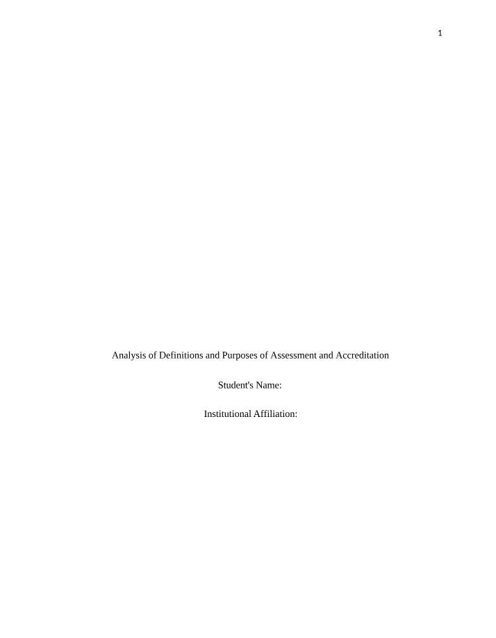 Higher Education Assessment and Accreditation