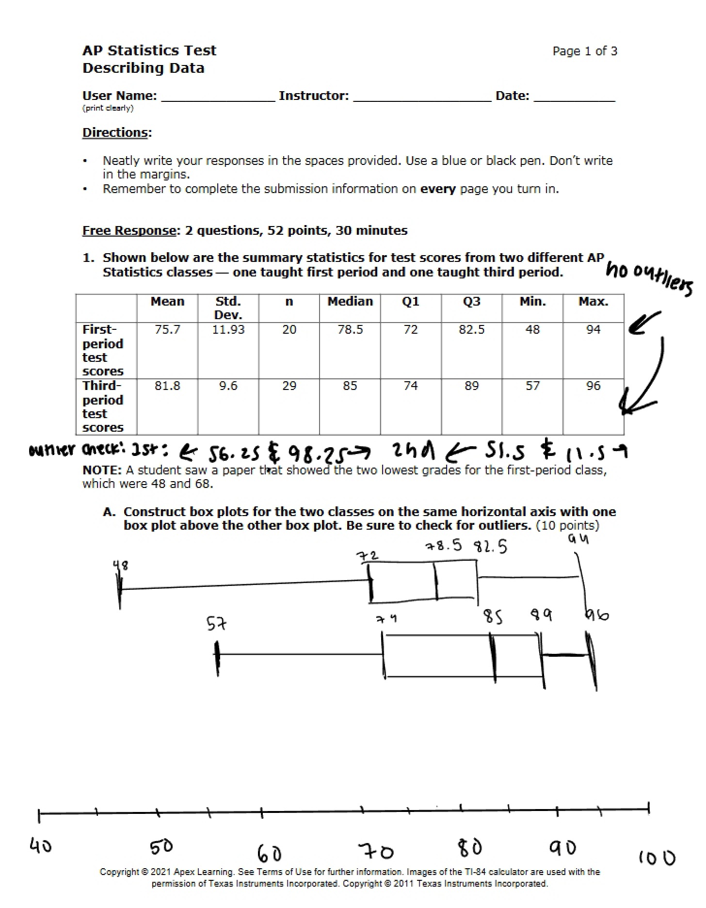 Test for AP Statistics