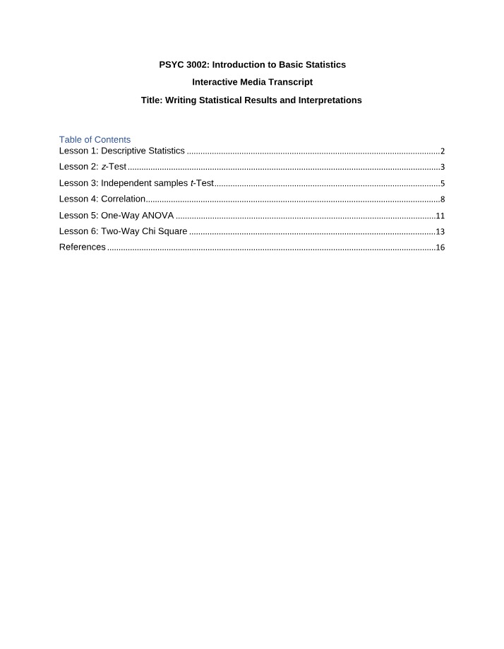 Statistical Results Writing Guide