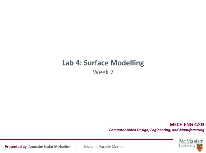 Surface Modelling - ME4Z03 Week 6 Lab