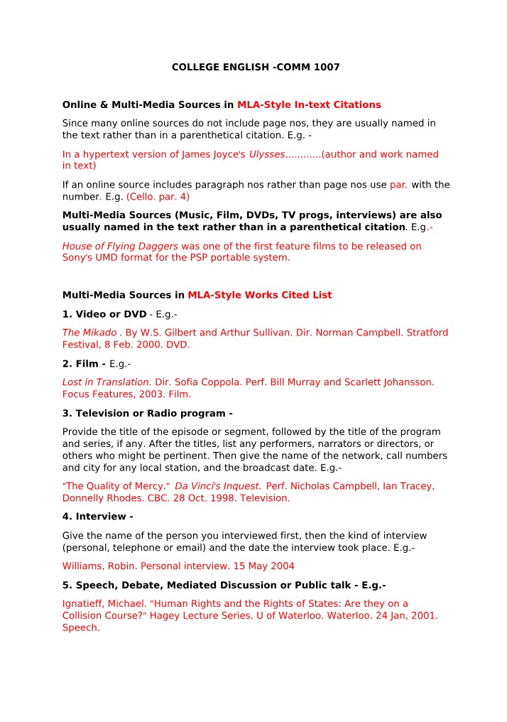 MLA Citation for Film and DVD
