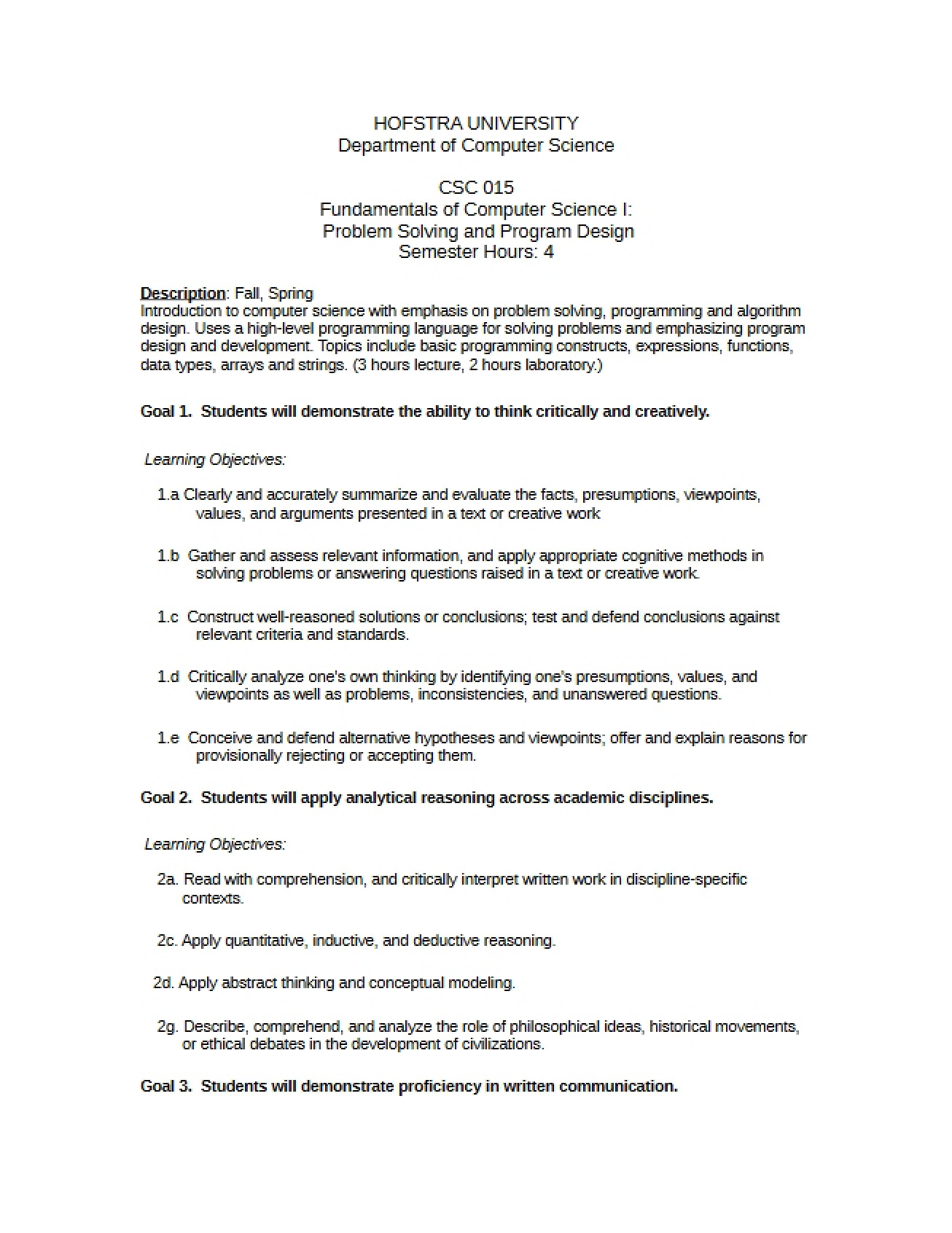Introduction to Computer Science Fundamentals