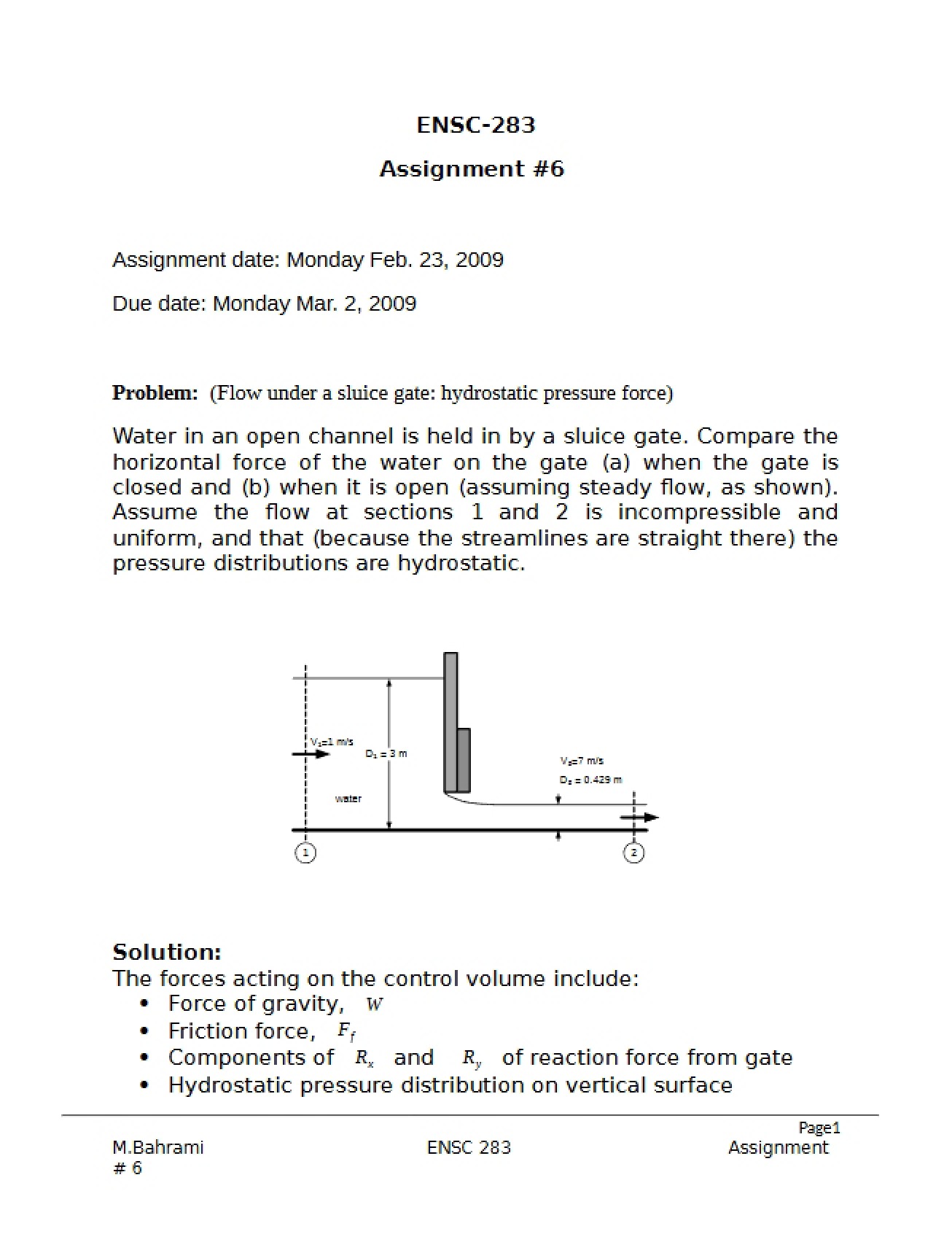 Solution to the Sixth Assignment