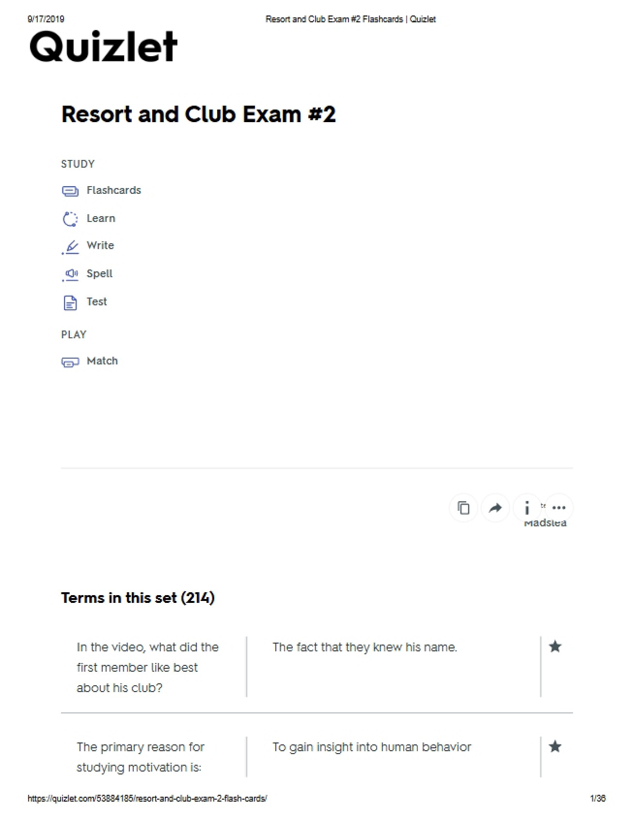 Club and Resort Exam Two